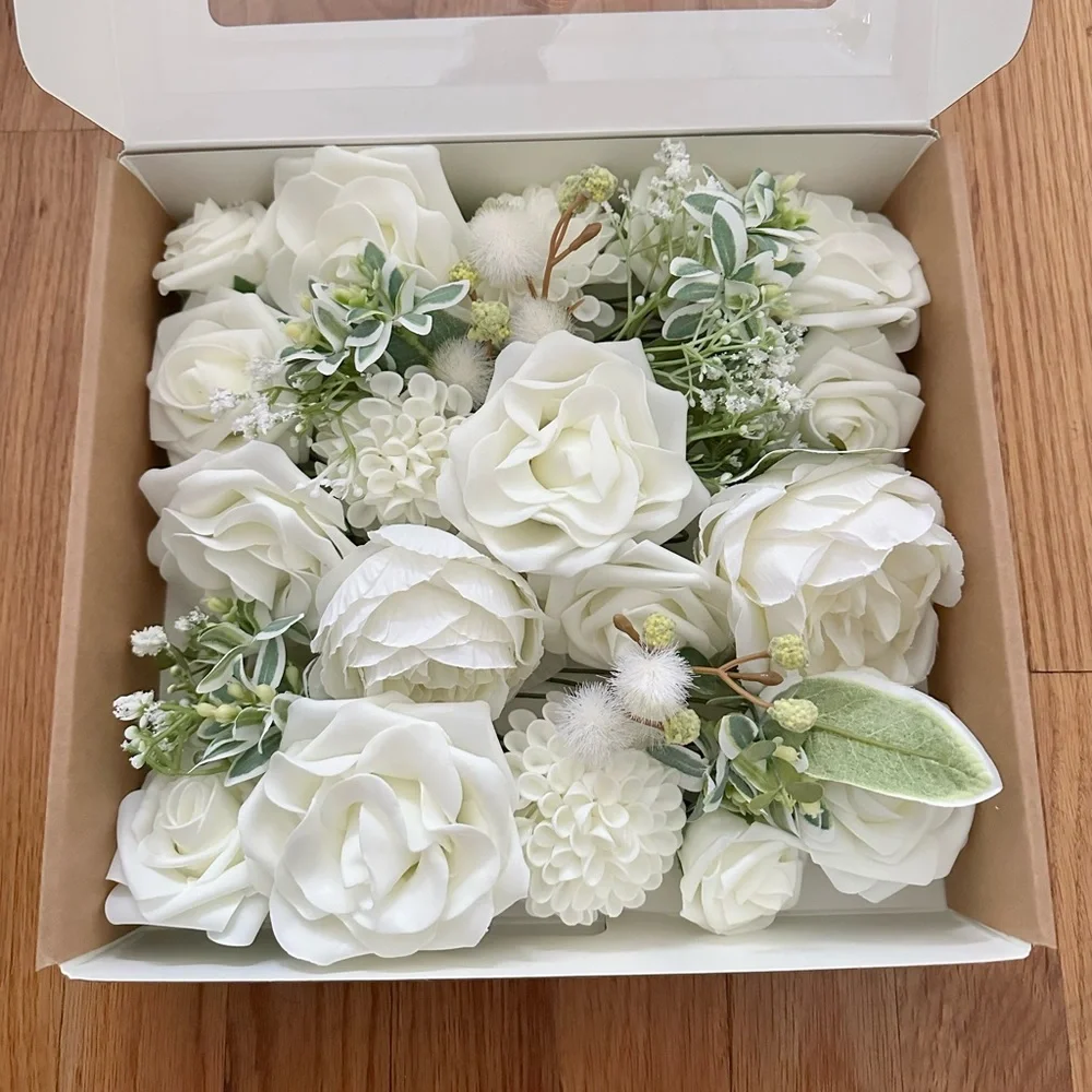 NEW Ling’s Moment Artificial White Flowers & Greenery